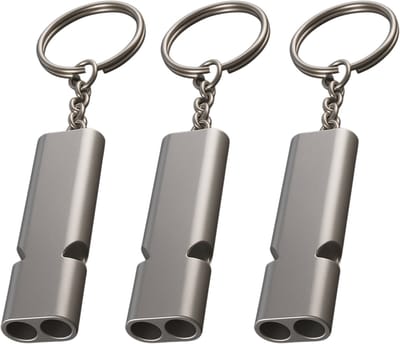 Nuvance Noodfluit - Fluit voor Noodpakket - Survival - Fluitje met Hoge Decibel - 120dB - Noodfluitje bij Ramp - 3 Stuks - Zilver