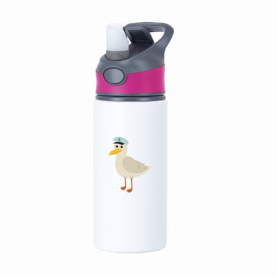 Hacebo® - Meeuwen waterfles met rietje roze - Vogels - Dieren liefhebbers - Dieren - cadeau - water fles - 650ML