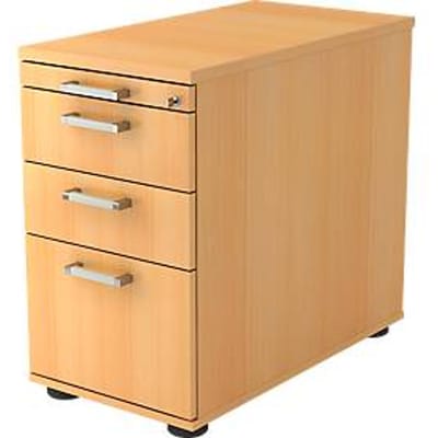 Vast ladeblok TARVIS, 1 materiaallade, afsluitbaar, 2 schuifladen, 1 hangmappenlade, B 428 x D 700 x H 720 mm, beukenpatroon