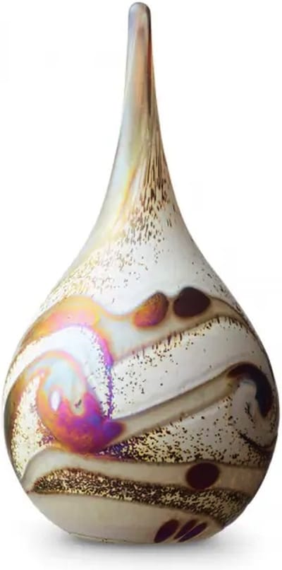 Glasobject Druppeltje Elan Ivoor - Inhoud: 60 ml - Hoogte: 12 cm - mini-urn