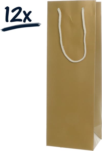 12st. stevige draagtassen voor fles (36x12x9)cm | zak | cadeautasje | gift bag | verpakking | gedraaid koord greep