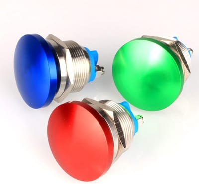 Drukknop Schakelaars - Metaal Schakelaars - Industriële Bediening - Veerretour Mechanisme - 22mm Diameter - Mix Kleur