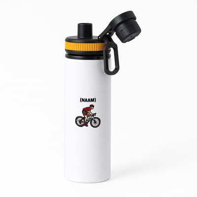 Hacebo® - Wielren met eigen naam waterfles met draaidop oranje - Wielrennen - Wielrenner - Sport - water fles - 850ML