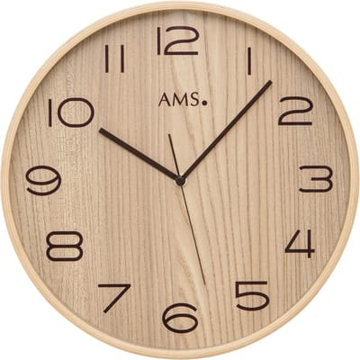 AMS F5514 - Wandklok - Analoog - Radiogestuurde tijdsaanduiding - Hout - Mineraal glas - Bruin - 32 cm ø