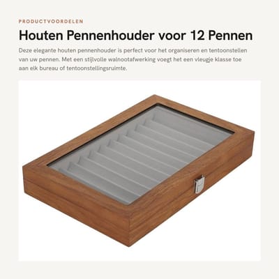 Dailygoods- Pennenhouder Elegant Walnoot - Bureau Organizer - Penweergave Box - Pennenbakje - Desk Organizer - 31 x 20 x 4,5 cm - Pencase