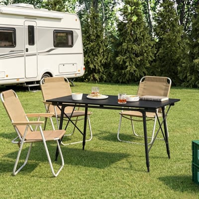 MIVRAY Campingtafel - Opvouwbaar En In Hoogte Verstelbaar - Voor Kamperen En Buiten Gebruik - Aluminium - 120x68,5 Cm - Zwart