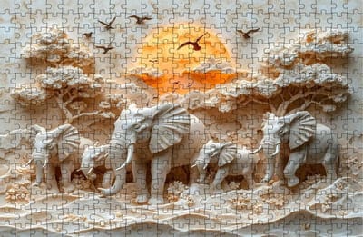 Legpuzzel Olifant - Familiepuzzel Volwassenen - Ontspanning Thuis - Duurzame Houten Stukjes - 90x60cm - Multicolor