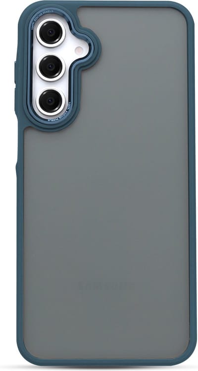 Casemania Hoesje Geschikt voor Samsung Galaxy S24 FE - Blauw - Frame Back Cover