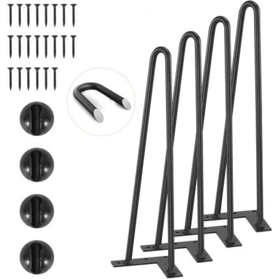 VEVOR Set van 4 tafelpoten Haarspeldpoten 406 mm hoog 110x110 mm montageplaat Koolstofstaal Gepoedercoat Haarspeldpoten Draagvermogen van 227 kg Ideaal voor keukentafels Woonkamerconsoles Studiotafels