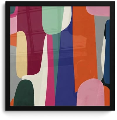 Poster in lijst - Fotolijst 40x40 cm - Posters - Vormen - Ritmisch - Kleuren - Abstract - Posterlijst zwart - Decoratie - Wanddecoratie woonkamer - Muurdecoratie slaapkamer