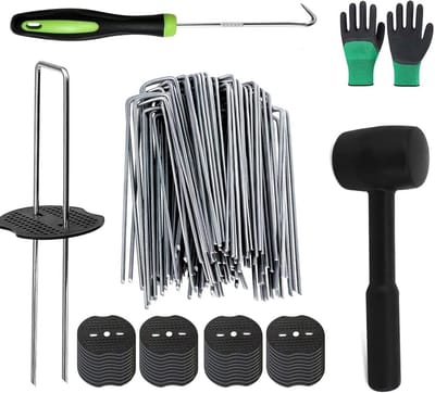 Set van 100 Grondhaken voor Onkruiddoek en Worteldoek, Verzinkte Grondankers (150x40mm)