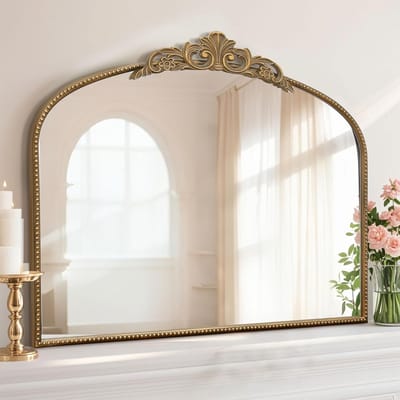 Grote Gouden Antieke Spiegel 40x30 Inch - Franse Barok Sierlijke Wandspiegel voor Woonkamer, Hal of Slaapkamer