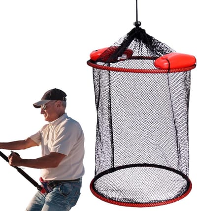 Drijvende vismand - Opbergnet vis - Vangst bewaren - Sneldrogend nylon - 25 x 30 cm - Zwart
