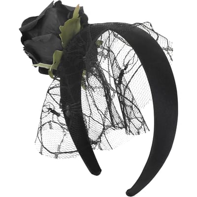 Kunstmatige Rozen Hoofdband Gaas Meisjes Exquise Haarband Kostuum Accessoires voor Halloween Cosplay black
