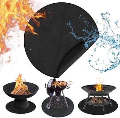 Vuurvaste mat - Ronde brandwerende mat - 120 cm - Grote grillmat - Vloerbescherming - 3-laags BBQ hittebeschermingsmat - Hittebestendige mat - voor vuurschaal, gras, terras, vloer, kamperen
