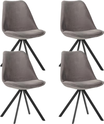 Dimehouse Set van 4 Eetkamerstoelen Jace Velvet Grijs - Zonder Armleuningen - Stof - Design