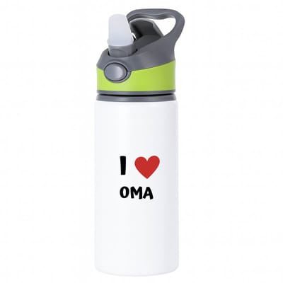 Hacebo® - I love oma waterfles met rietje groen - Oma - de liefste oma - verjaardag - cadeautje voor oma - oma artikelen - kado - geschenk - water fles - 650ML
