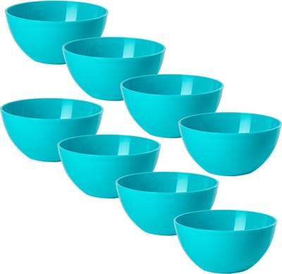 Plasticforte kommetjes/schaaltjes - 8x - dessert/ontbijt - kunststof - D17 x H7 cm - blauw