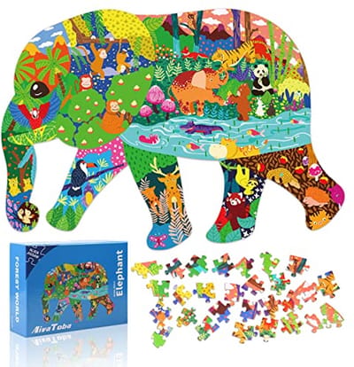 Olifant Puzzel voor Kinderen - 200 Stukjes Dierenpuzzel als Speelgoed en Cadeau voor Jongens en Meisjes van 3 tot 9 Jaar