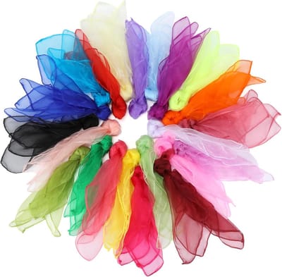 SnelShoppen - Pack van 22 Juggling Cloths - 60x60 cm Kleurige Chiffon Doeken voor Kinderen - Perfect voor Dans, Gymnastiek, Juggling, Feest en Speelpl