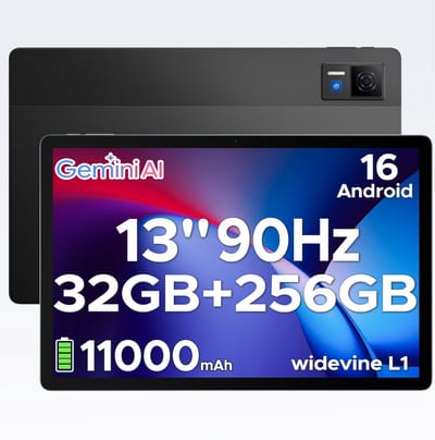 DOOGEE U13 - Tablet - 32GB RAM + 256GB ROM/2TB - Android 16 - 13 inch 90Hz FHD - Gemini AI - 11000mAh/18W - 4 luidsprekers - 13MP + 5MP - 2.4G/5G WiFi - Widevine L1 - Bluetooth 5.0 - OTG - GPS - Face ID - Zwart