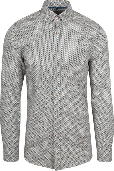 Suitable Overhemd Print Blauw - Maat M - Heren - Casual Shirt