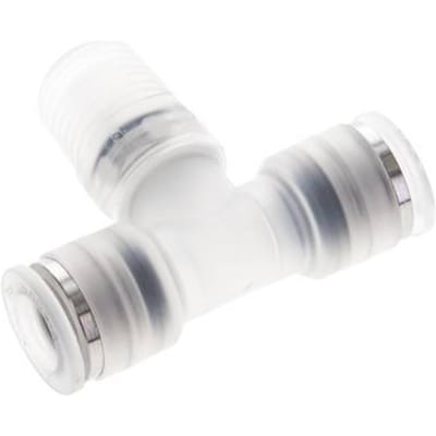 8mm x R1/4'' inline T-stuk PA Insteekfitting Buitendraad FDA Draaibaar EPDM