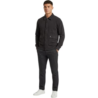 Luke Heren Cribbs Geribbelde Gebreide Cardigan (Zwart)