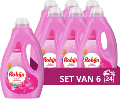 Robijn - Vloeibaar Wasmiddel - Pink Sensation - 6 flessen - 144 Wasbeurten - Voordeelverpakking