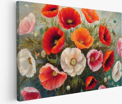 Saammp Muurcirkel Hout - Oranje Paars Gekleurde Bloemen - Kleurrijk - Natuur - Abstract - Ø 90 - Wandcirkel - Wanddecoratie Cirkel - Muurdecoratie Woonkamer - Kantoor Decoratie