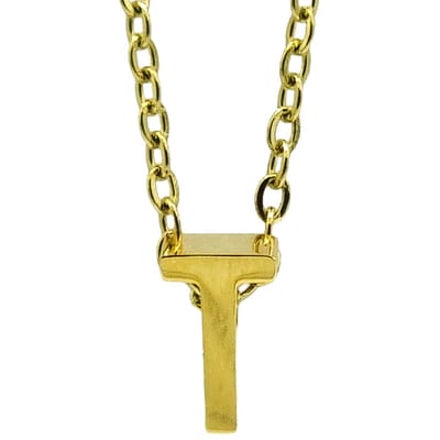 Initial ketting letter T - Minimalistisch - Goudkleurig Staal