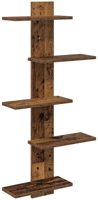 vidaXL - Wandzwevend - Plank - Oud - hout - 48,5 - x - 15 - x - 101 - cm - Bewerkt - hout