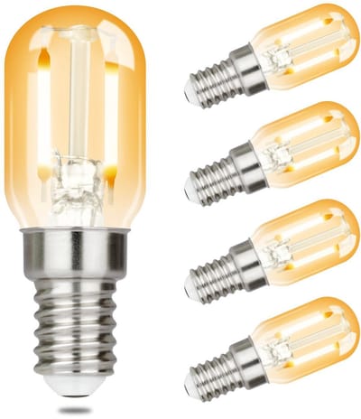 NETTLIFE T22 LED - LED Lampen - E14 Lichtborn - Amber - Ø 2.2 cm - Filament lamp - 2700K Warm Wit Licht - 2W - Vintage Gloeilamp - 4 Stuks