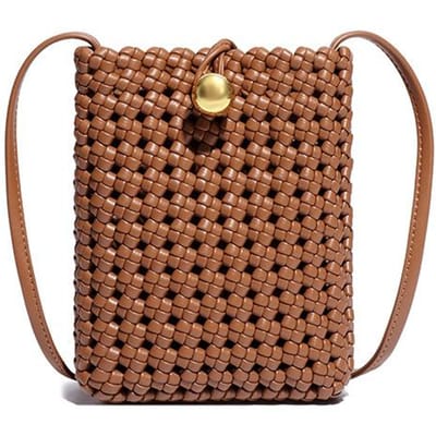 Niche High-end Mode Dames Tassen, Handgeweven Uitgeholde Tassen, Mobiele Telefoontassen, Schoudertassen Crossbody Kleine Vierkante Tassen brown