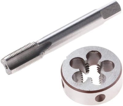 Dailygoods- Tap- en Matrijzenset 14 mm Linkshandig - M14X1 - Buitendiameter 38 mm - Draadstripper - Draadstaal - Schokbestendig - Draadset