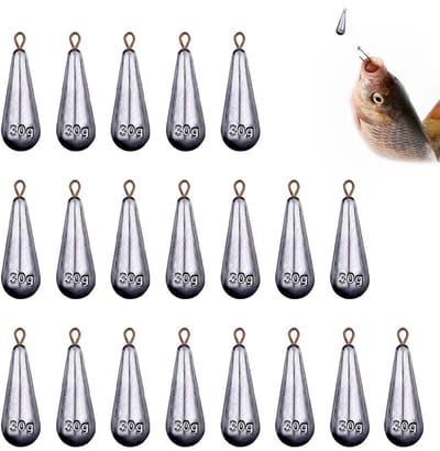 Dailygoods- Perenlood Hengelset 20 Stuks - Visgewichten/Droppeshot Gewichten - Grondlood - Gietzinker - Zilver - 29 g per stuk