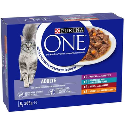 8x 85g Purina ONE ADULT Mix (4 soorten) nat kattenvoer