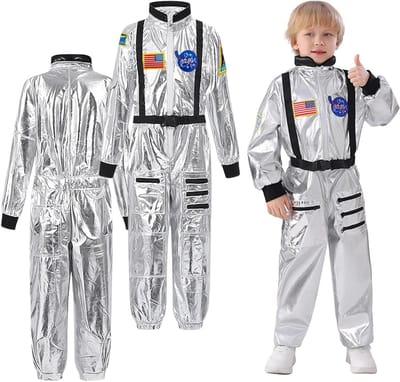 Zilveren Ruimtepak voor Kinderen - Astronauten Outfit voor Jongens en Meisjes, Perfect voor Cosplay, Themafeesten en Halloween