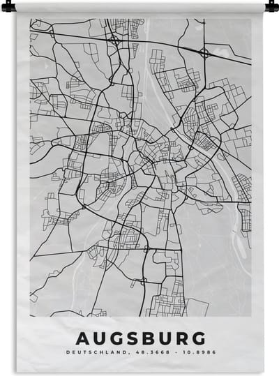 Wandkleed - Wanddoek - Stadskaart - Duitsland - Plattegrond - Augsburg - Kaart - 120x180 cm - Wandtapijt