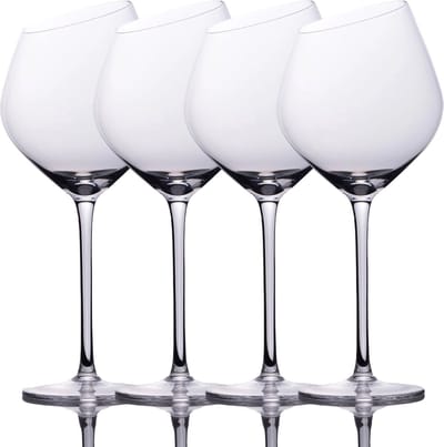 Intirilife 4x wijnglas met moderne rand - 470 ml inhoud - rode wijnglas beker vaatwasmachinebestendig kristalglas schokbestendig