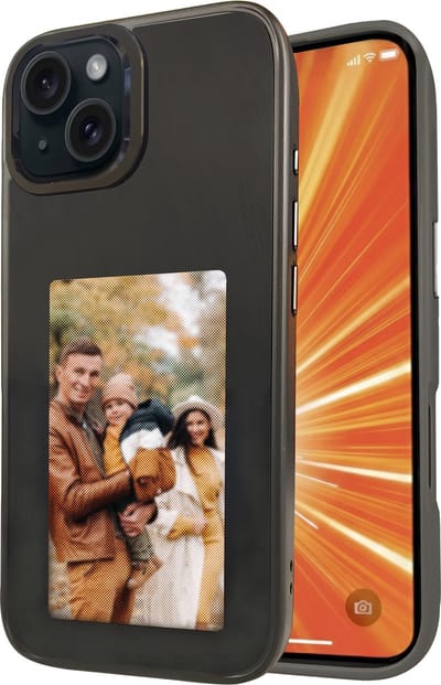 R2B Foto Hoesje geschikt voor iPhone 13 - Incl. Screenprotector - Geschikt voor E ink - Telefoonhoesje met eigen foto incl. App - Zwart