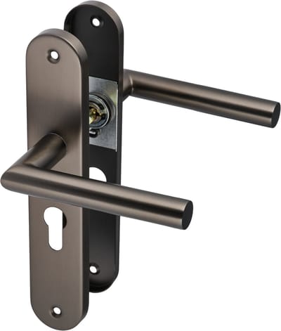 Ostiumhome® Torino - Deurbeslag - Deurklink op Rond Schild - Met Cilindergat - PC 55mm - Gun Metal - Complete Set