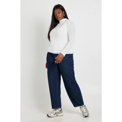 boohoo Dames Plus Barrel Fit Jeans | Indigo | Maat: 16/30L