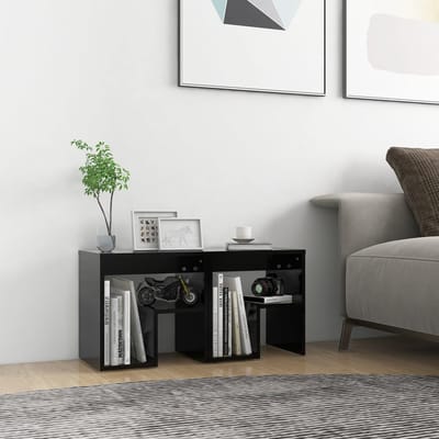 vidaXL - Nachtkastjes - 2 - st - 40x30x40 - cm - bewerkt - hout - zwart