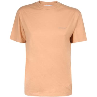 Gebroken wit Diag bruin T-shirt met normale pasvorm