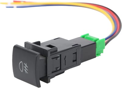 Mistlichtschakelaar - Mistlampdrukknop - Auto Verlichting - LED Indicatielampjes - 1 stuk - Zwart