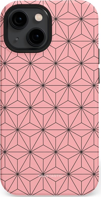 Casetastic Hoesje Geschikt voor Apple iPhone 13 Mini Magsafe - Stijlvolle Beschermende Duo-layer Case - Roze Zwarte Fashion Paris Patroon