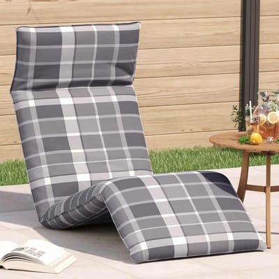 vidaXL - Opvouwbare - ligstoel - Grijs - Geruit - Patroon - 175x54x8,5 - cm - Oxford - Stof