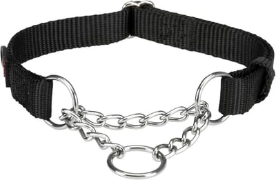 Premium Trek-stop Halsband voor Kleine tot Middelgrote Honden met Traploos Verstelbare Sluiting - Zwart, Maat S-M (30-40 cm)