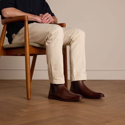 Manfield - Heren - Bruine leren chelsea boots - Maat 40